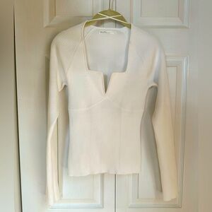 Oak + Fort White Square Neck Sweater, sz M